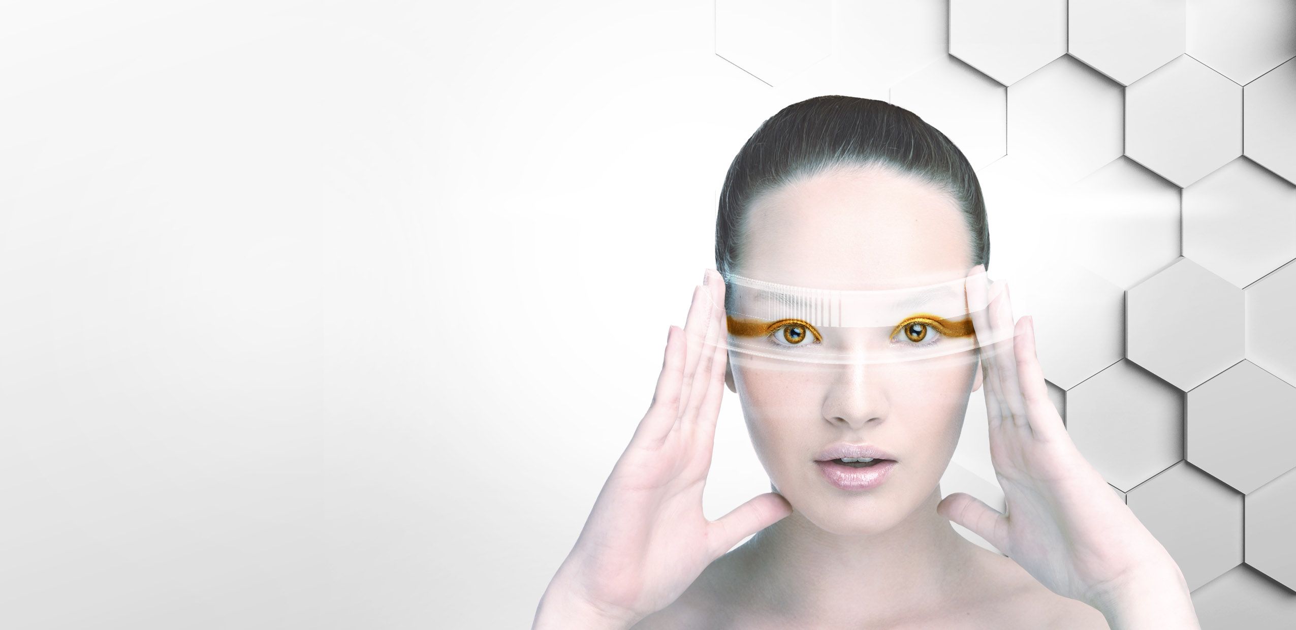 futuristic Eve with virtual reality glasses